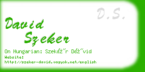 david szeker business card